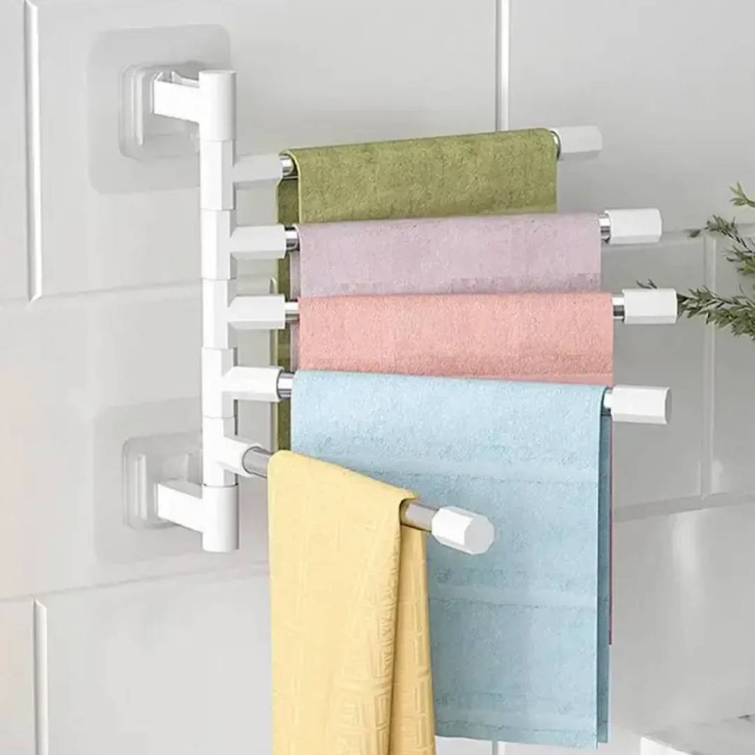 MultiLayerHangingFoldingTowelRackWallHangingRotaryTowelRackAluminumSwingArmsTowelRack_1