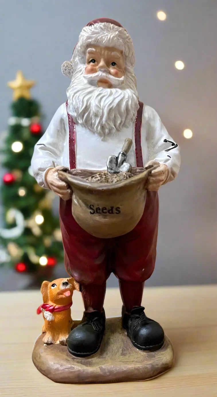 1xFarmhouse-Christmas-Rustic-10-Santa-Figurine-with-Holiday-Dog