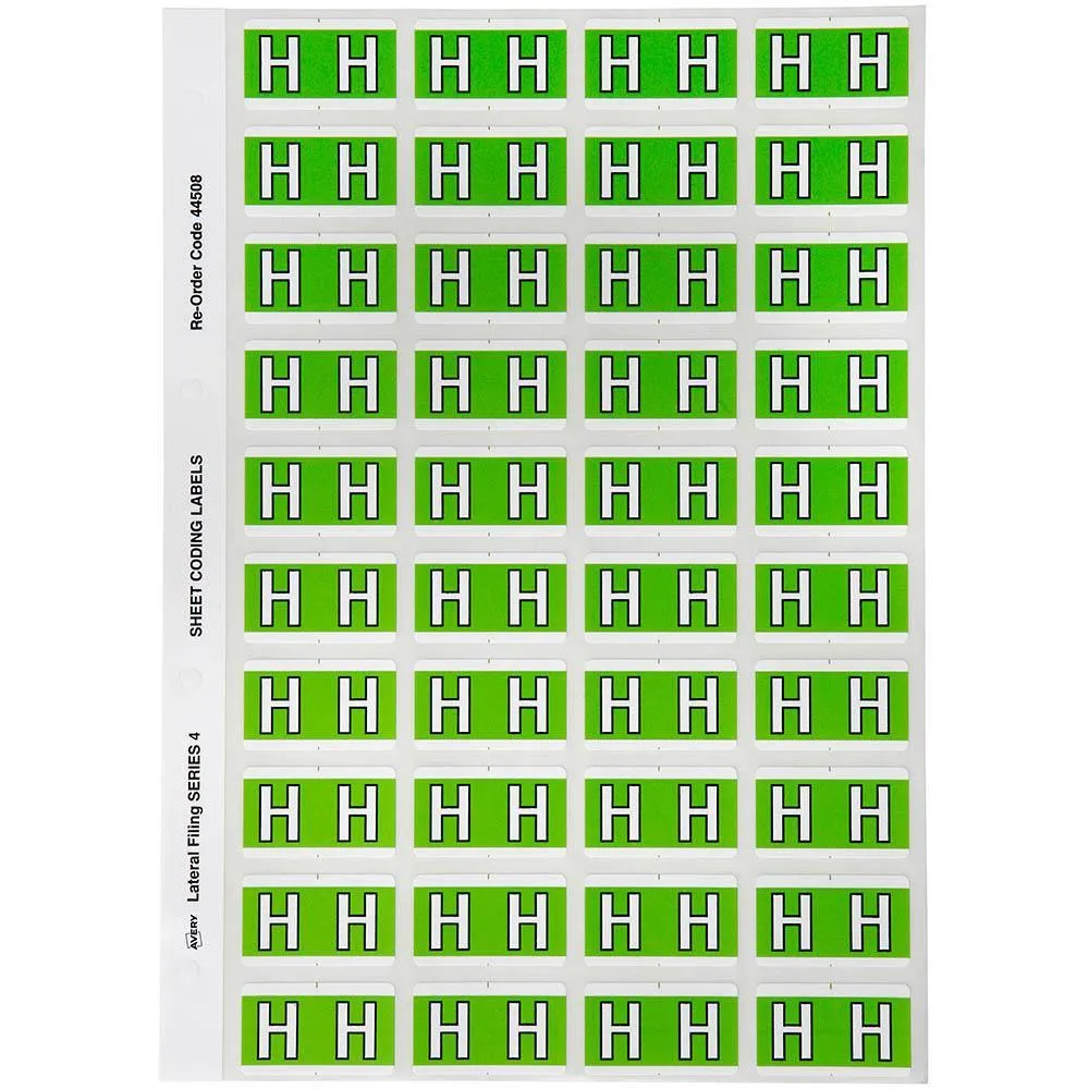 2iAvery-44508-Label-Side-Tab-H-Colour-Code-25-X-42Mm-Light-Green-Pack-240