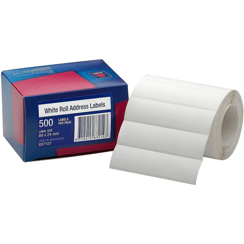 2tAvery-937107-Address-Label-89-X-24Mm-Roll-White-Box-500