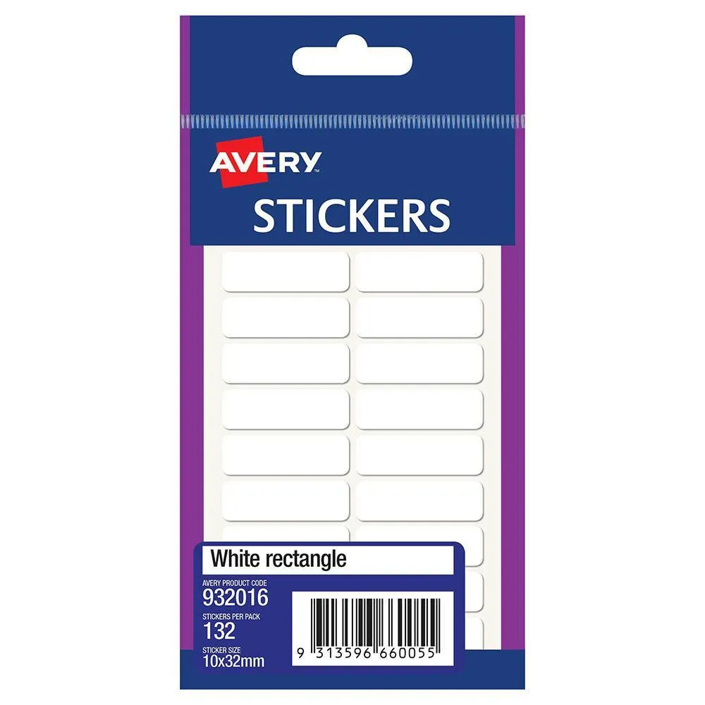 2xAvery-932016-Multi-Purpose-Stickers-Rectangle-30-X-12Mm-White-Pack-132