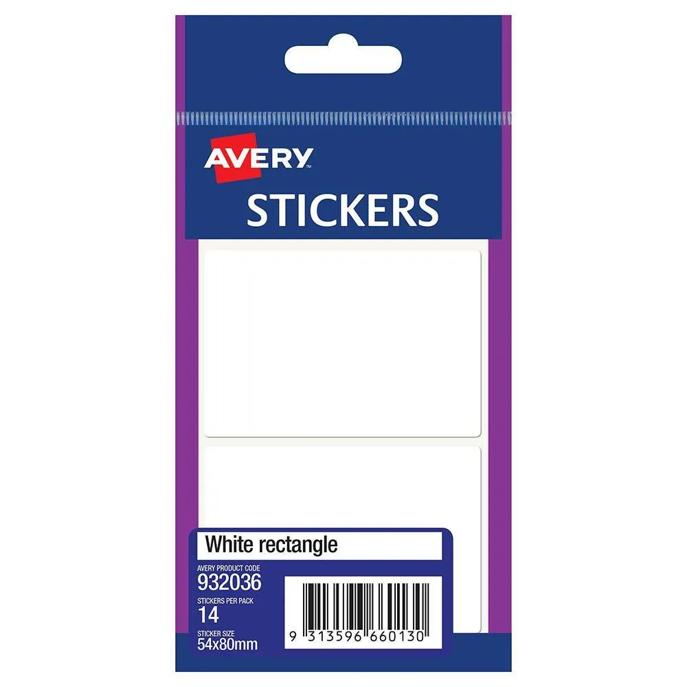 4rAvery-932036-Multi-Purpose-Stickers-Rectangle-80-X-50Mm-White-Pack-14