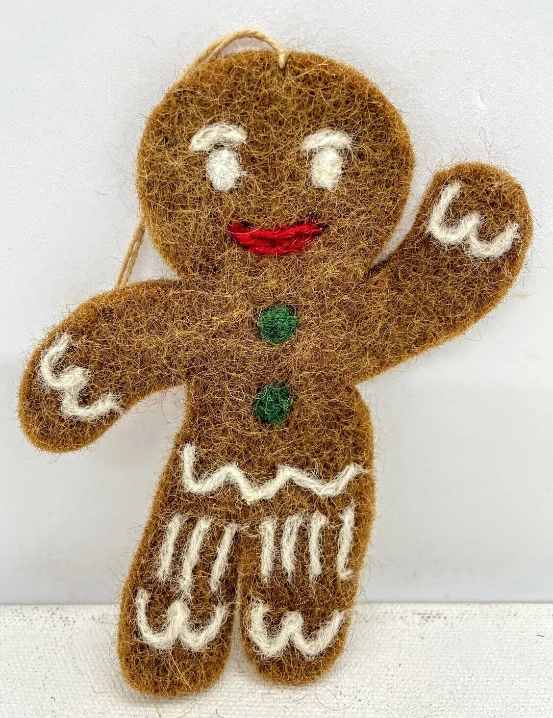 5ePrimitive-Folk-Art-Handmade-Felted-Wool-Christmas-Gingerbread-Boy-Ornaments