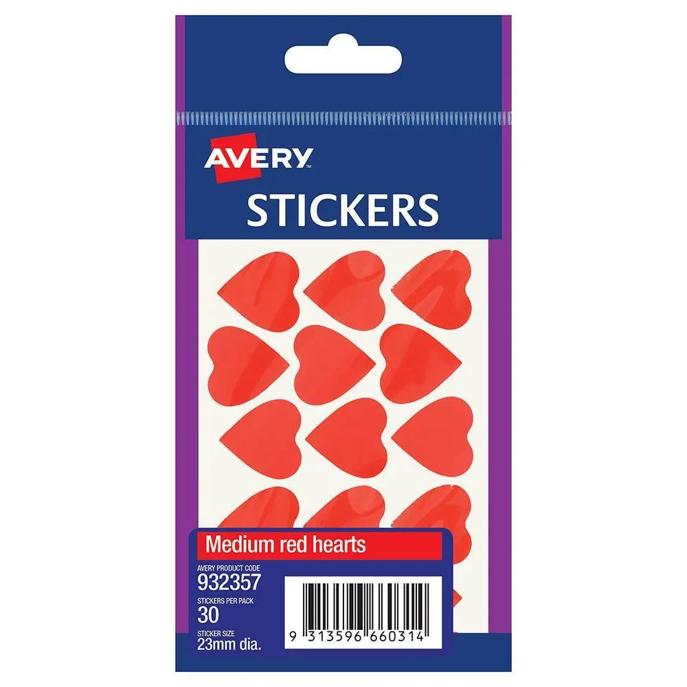 7uAvery-932357-Multi-Purpose-Stickers-Heart-23Mm-Red-Pack-30