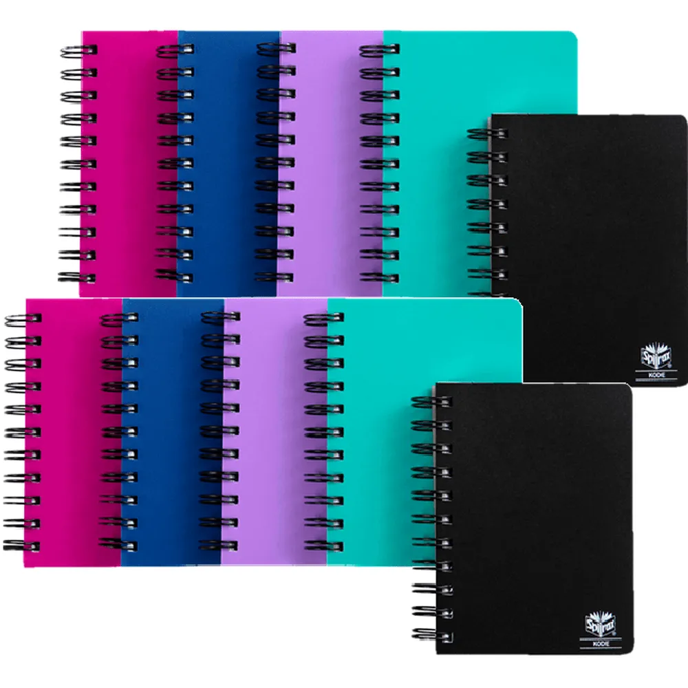 8rSpirax-P962-Kode-Solid-Notebook-Spiral-Bound-400-Page-148x105mm-Assorted-Pack-10