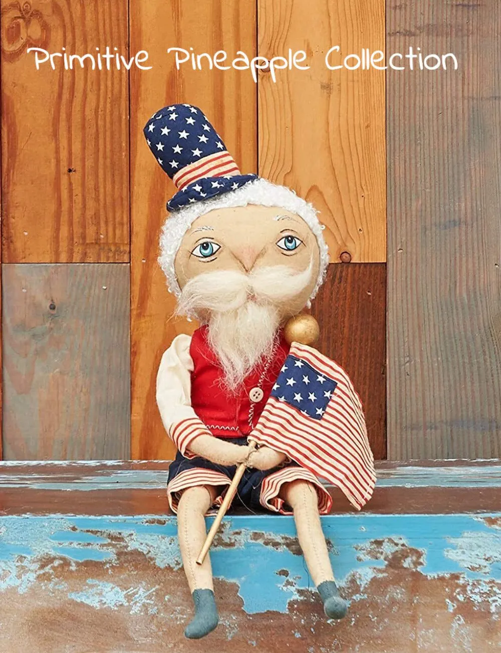 8sFarmhouse-Americana-Hand-Painted-15-Liberty-Sam-Folk-Art-Collectable-Doll
