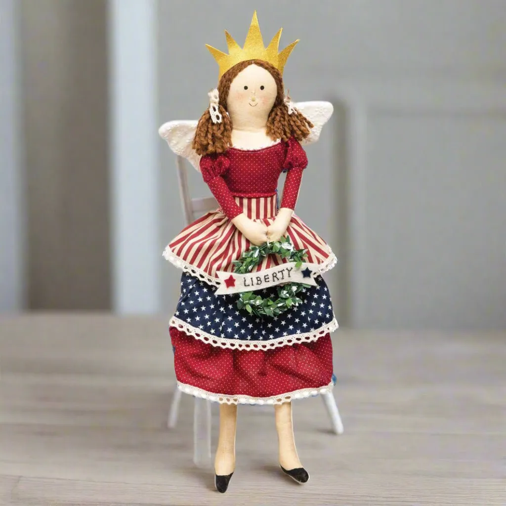 8xPrimitive-Folk-Art-Americana-Patriotic-Lady-Liberty-Angel-4th-of-July-FGS75866