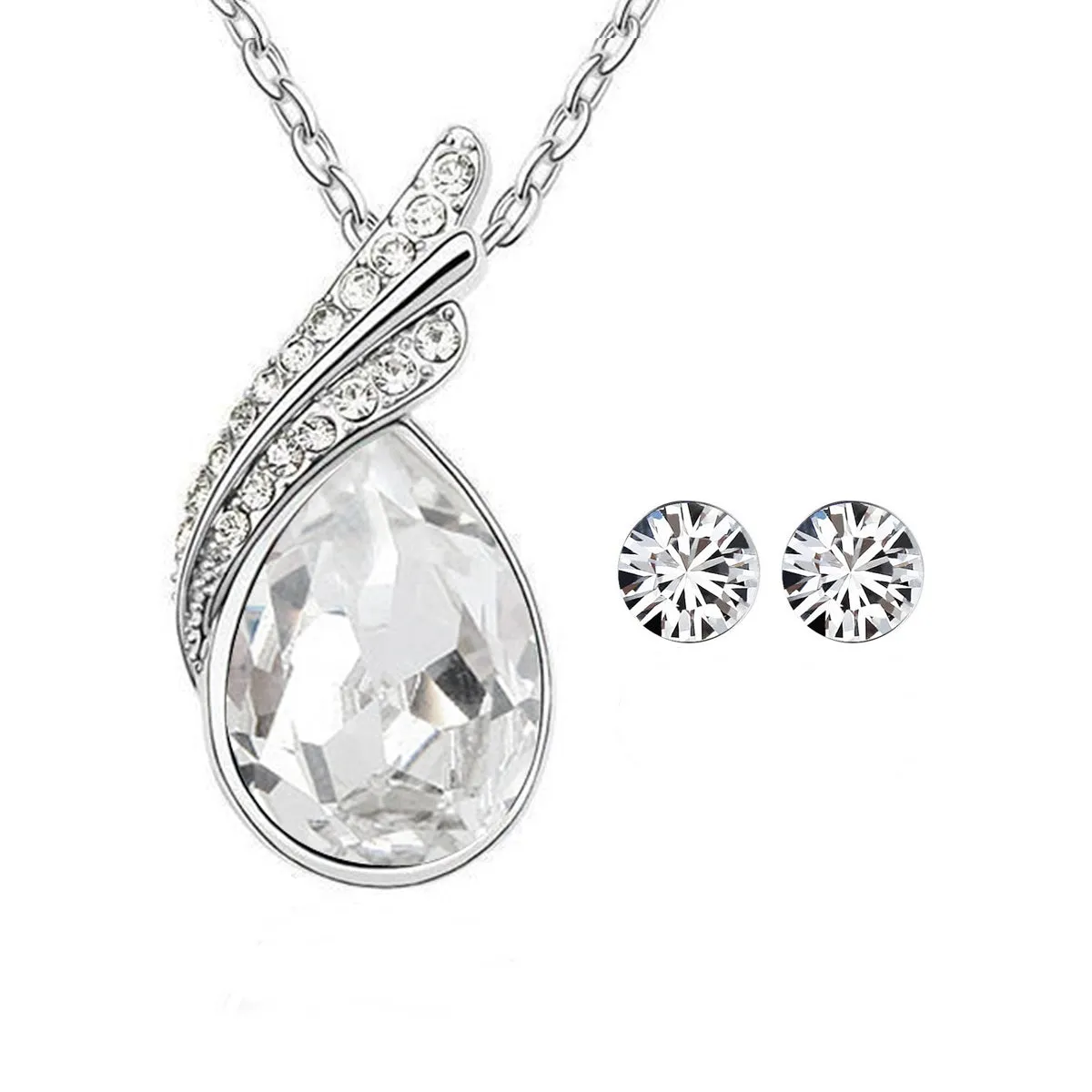 9rWrapables-Elegant-Teardrop-Crystal-Pendant-Necklace-and-Stud-Earrings-Jewelry-Set_1