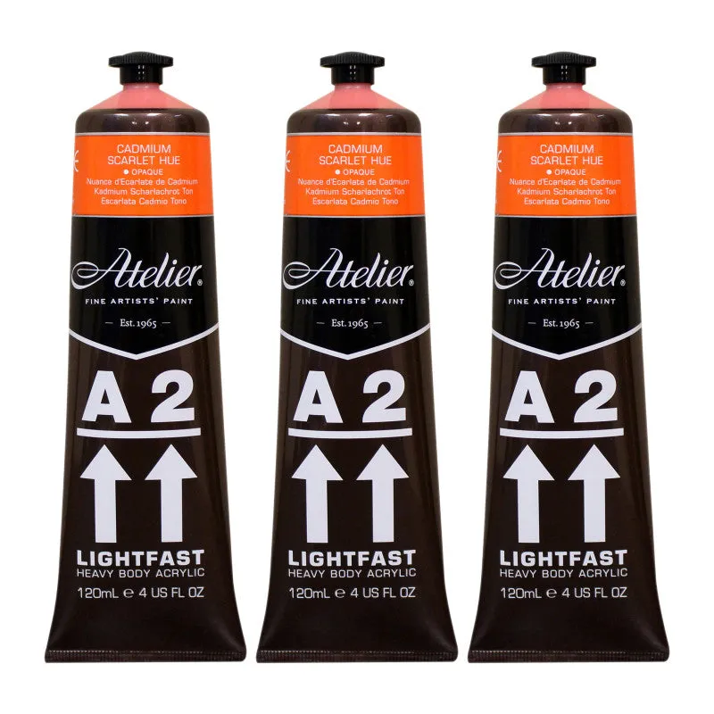 1xA2-Heavy-Body-Lightfast-Artist-Acrylic-4-oz-Cadmium-Scarlet-Hue-Pack-of-3