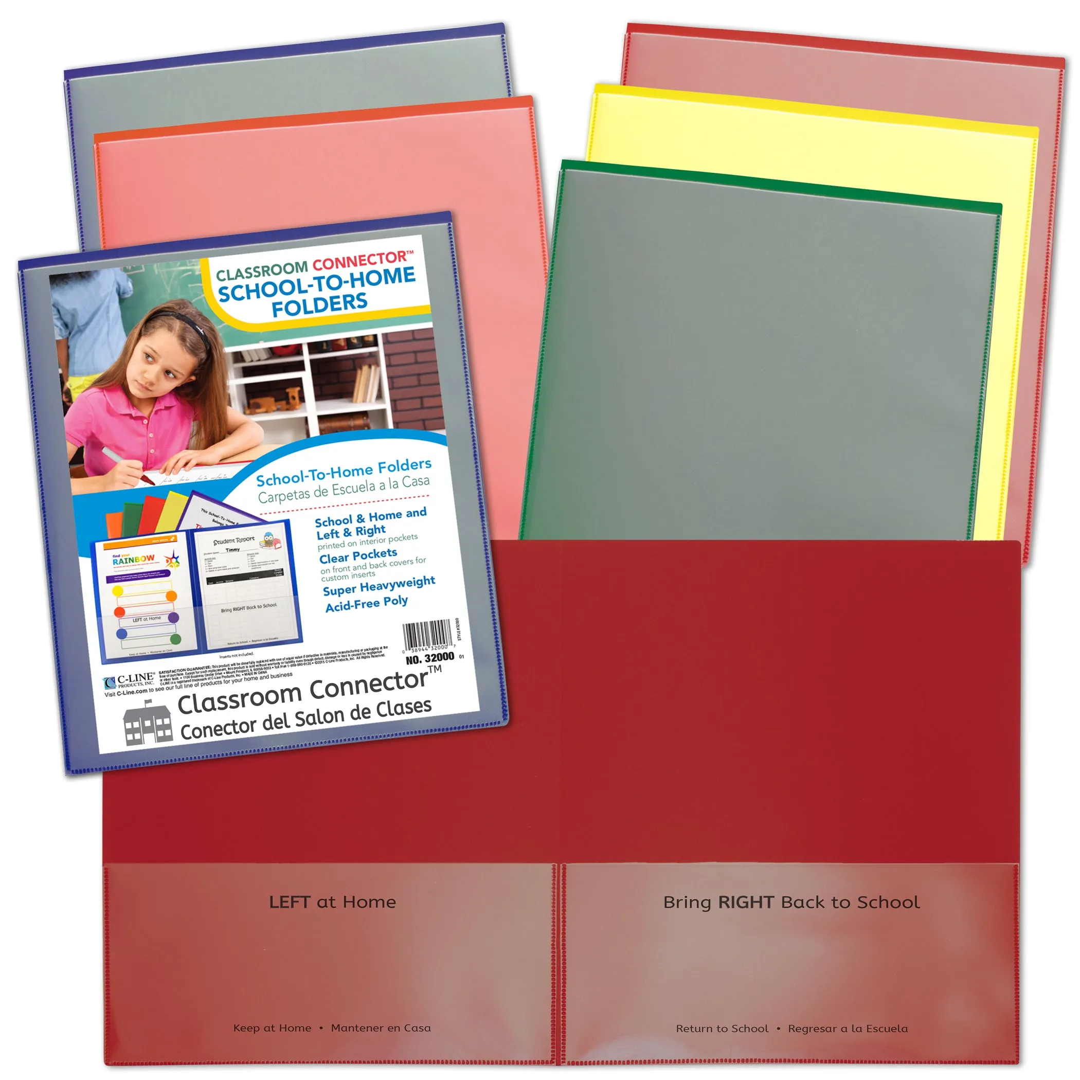 2qClassroom-Connector-School-To-Home-Folders-Assorted-Colors-Pack-of-36